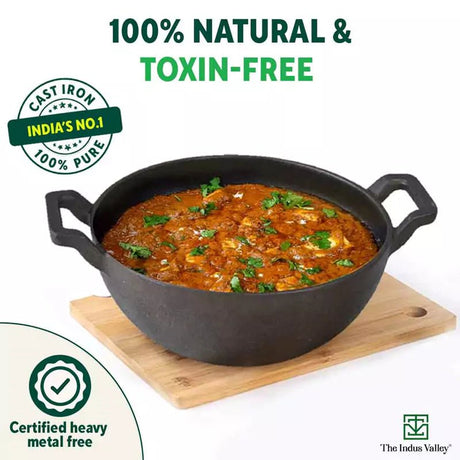 CASTrong Cast Iron Kadai, Pre - seasoned, Nonstick, 100% Pure, Toxin - free, Induction, 21/25cm, 1.7L/3.1L, 1.7kg/3.3kg - Vamzn#