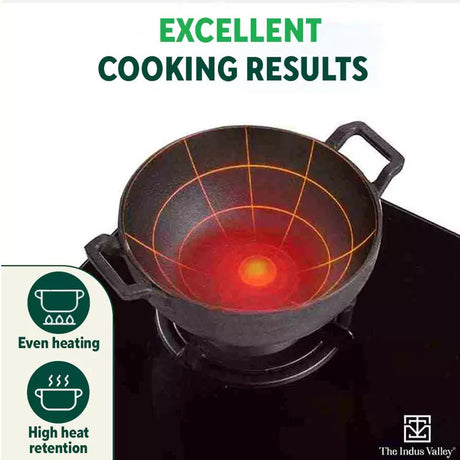 CASTrong Cast Iron Kadai, Pre - seasoned, Nonstick, 100% Pure, Toxin - free, Induction, 21/25cm, 1.7L/3.1L, 1.7kg/3.3kg - Vamzn#