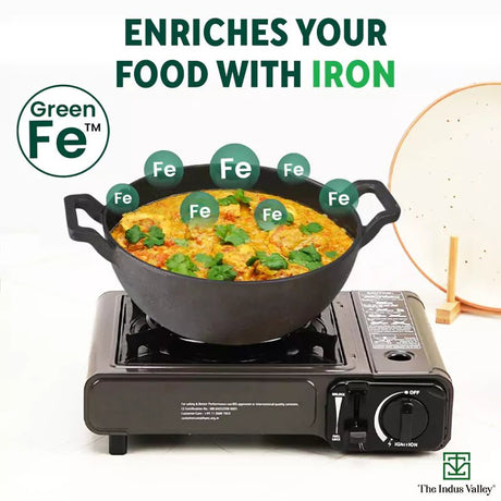 CASTrong Cast Iron Kadai, Pre - seasoned, Nonstick, 100% Pure, Toxin - free, Induction, 21/25cm, 1.7L/3.1L, 1.7kg/3.3kg - Vamzn#