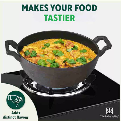 CASTrong Cast Iron Kadai, Pre - seasoned, Nonstick, 100% Pure, Toxin - free, Induction, 21/25cm, 1.7L/3.1L, 1.7kg/3.3kg - Vamzn#