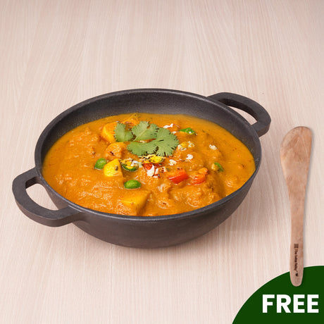 CASTrong Cast Iron Kadai ,Pre - seasoned, Nonstick, 100% Pure, Toxin - free, Induction, Free ₹110 Spatula, 25.4 cm, 2.3L, 2.5kg - Vamzn#