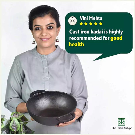 CASTrong Cast Iron Kadai ,Pre - seasoned, Nonstick, 100% Pure, Toxin - free, Induction, Free ₹110 Spatula, 25.4 cm, 2.3L, 2.5kg - Vamzn#