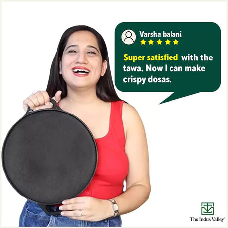 CASTrong Cast Iron Roti/Dosa Tawa, Pre - seasoned, Nonstick, 100% Pure, Toxin - free, Gas & Induction, Free Spatula, 30.2cm, 2.4kg - Vamzn#