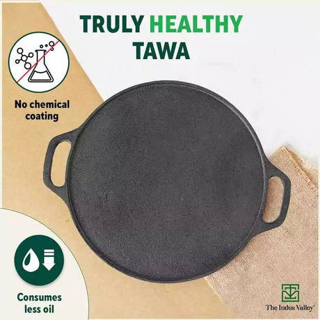 CASTrong Cast Iron Roti/Dosa Tawa, Pre - seasoned, Nonstick, 100% Pure, Toxin - free, Gas & Induction, Free Spatula, 30.2cm, 2.4kg - Vamzn#