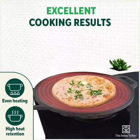 CASTrong Cast Iron Roti/Dosa Tawa, Pre - seasoned, Nonstick, 100% Pure, Toxin - free, Gas & Induction, Free Spatula, 30.2cm, 2.4kg - Vamzn#