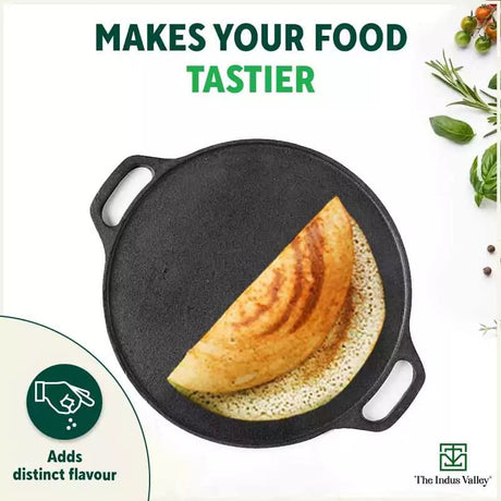 CASTrong Cast Iron Roti/Dosa Tawa, Pre - seasoned, Nonstick, 100% Pure, Toxin - free, Gas & Induction, Free Spatula, 30.2cm, 2.4kg - Vamzn#