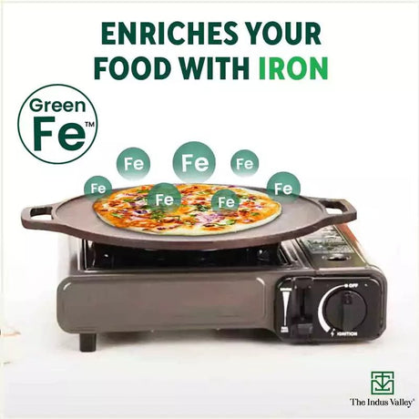 CASTrong Cast Iron Roti/Dosa Tawa, Pre - seasoned, Nonstick, 100% Pure, Toxin - free, Gas & Induction, Free Spatula, 30.2cm, 2.4kg - Vamzn#