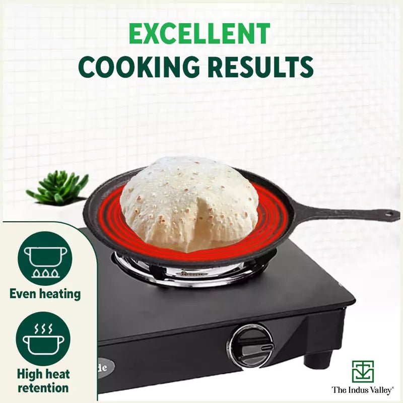 CASTrong Cast Iron Tawa with Handle, Pre - seasoned, 100% Pure, Toxin - free, Induction, 25.7cm, 2kg - Vamzn#