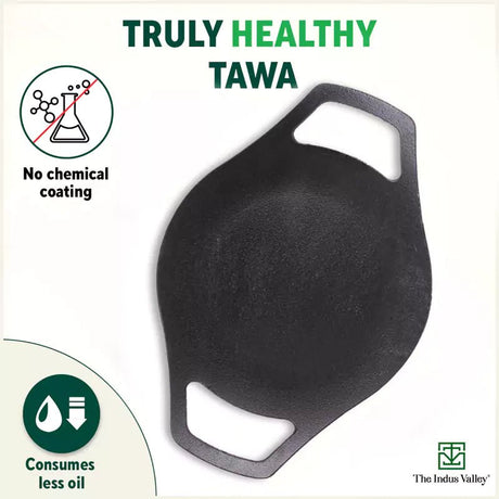 CASTrong Cast Iron Tawa,Pre - seasoned, Nonstick, 100% Pure, Toxin - free, Induction, 23.8cm, 1.4kg - Vamzn#