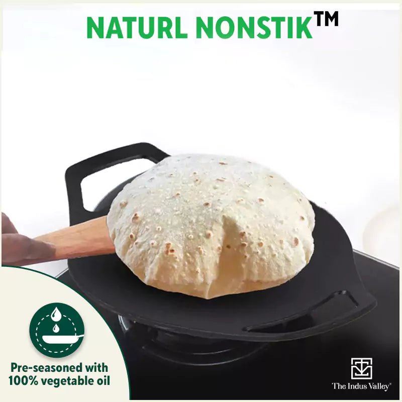 CASTrong Cast Iron Tawa,Pre - seasoned, Nonstick, 100% Pure, Toxin - free, Induction, 23.8cm, 1.4kg - Vamzn#