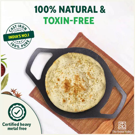 CASTrong Cast Iron Tawa,Pre - seasoned, Nonstick, 100% Pure, Toxin - free, Induction, 23.8cm, 1.4kg - Vamzn#