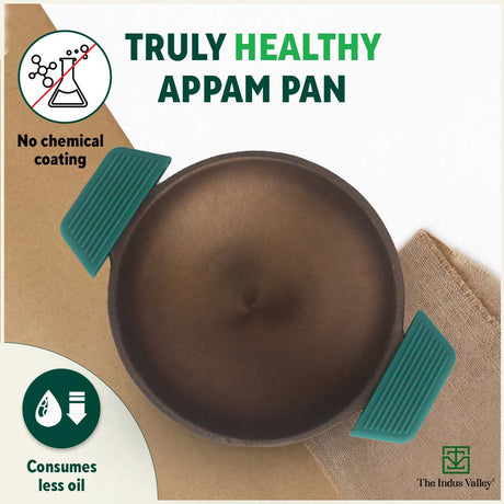 CASTrong Super Smooth Cast Iron Appam Pan/Appachetty, Silicon Handle,Pre - seasoned, Nonstick, 100% Pure, Toxin - free, 22cm, 1.9kg - Vamzn#