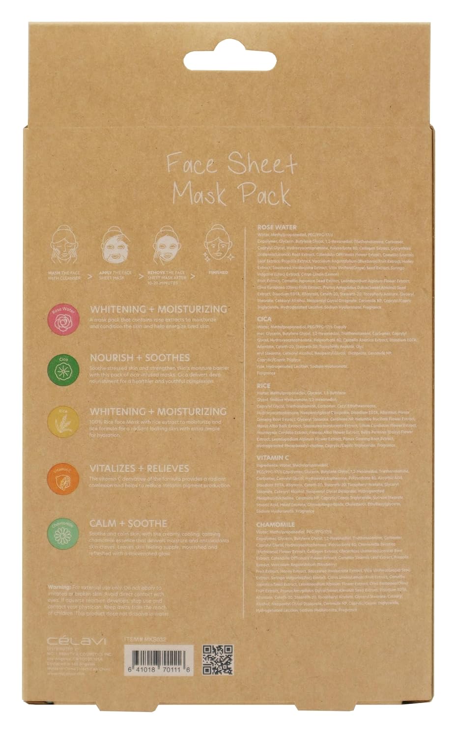 Celavi Essence Facial Sheet Face Mask Variety Set Classic Authentic Korean Moisturizing Skincare (12 - Packs) - Vamzn#