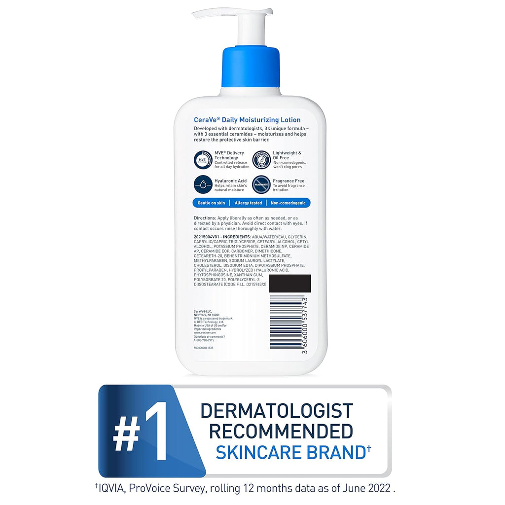 CeraVe Daily Moisturizing Lotion for Dry Skin | Body Lotion & Face Moisturizer with Hyaluronic Acid and Ceramides | Daily Moisturizer | Fragrance Free | Oil - Free | 19 Ounce - Vamzn#