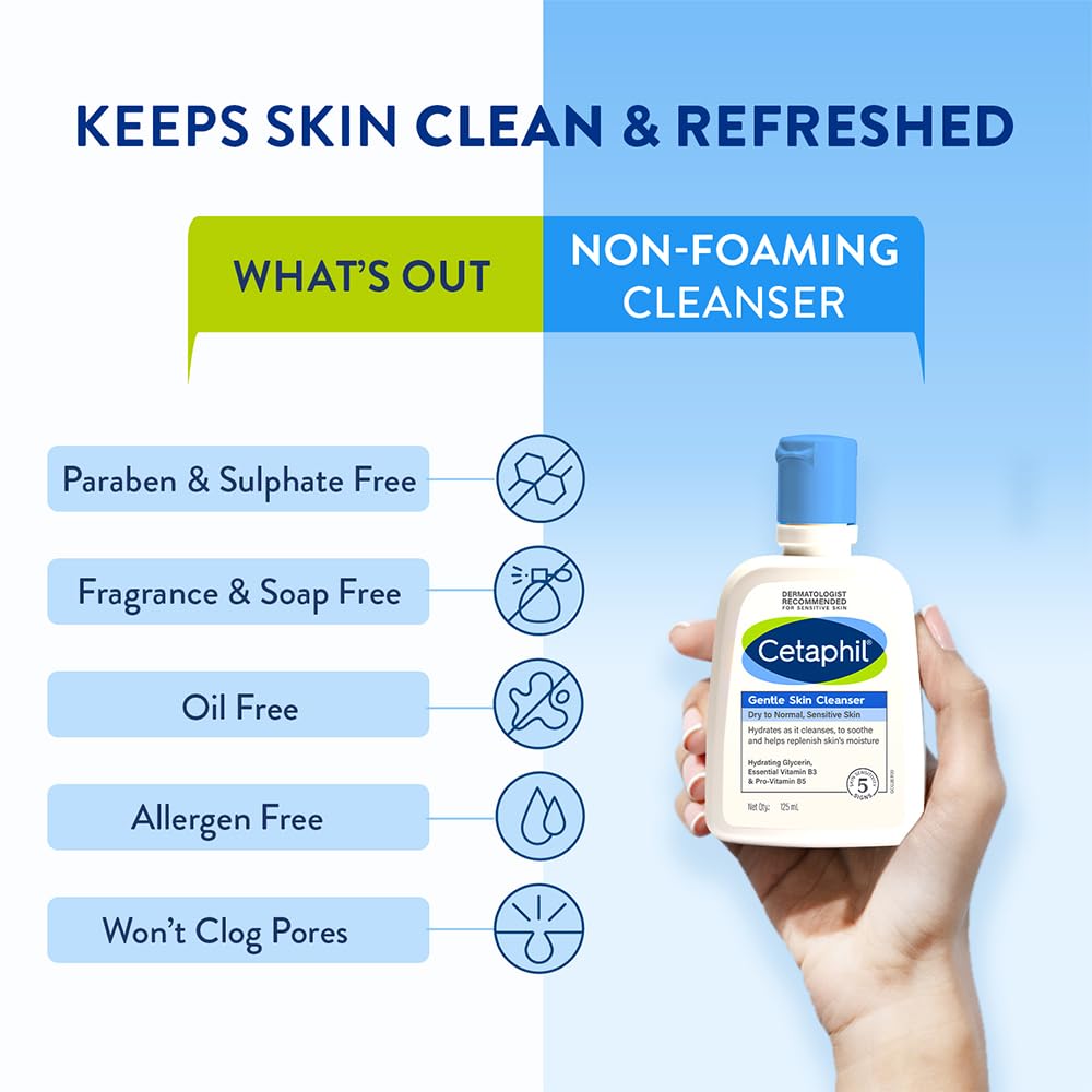 Cetaphil Face Wash Gentle Skin Cleanser for Dry to Normal, Sensitive Skin, 125 ml Hydrating Face Wash with Niacinamide, Vitamin B5 - Vamzn#