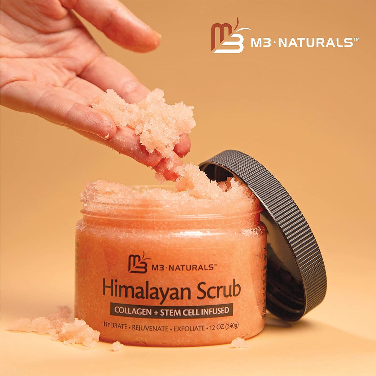 Charcoal Scrub Face Foot & Body Exfoliator Infused with Collagen and Stem Cell Natural Exfoliating Salt Body Scrub for Toning Skin Cellulite Skin Care Body by M3 Naturals - Vamzn#