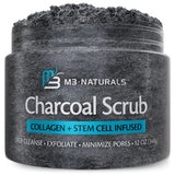 Charcoal Scrub Face Foot & Body Exfoliator Infused with Collagen and Stem Cell Natural Exfoliating Salt Body Scrub for Toning Skin Cellulite Skin Care Body by M3 Naturals - Vamzn#