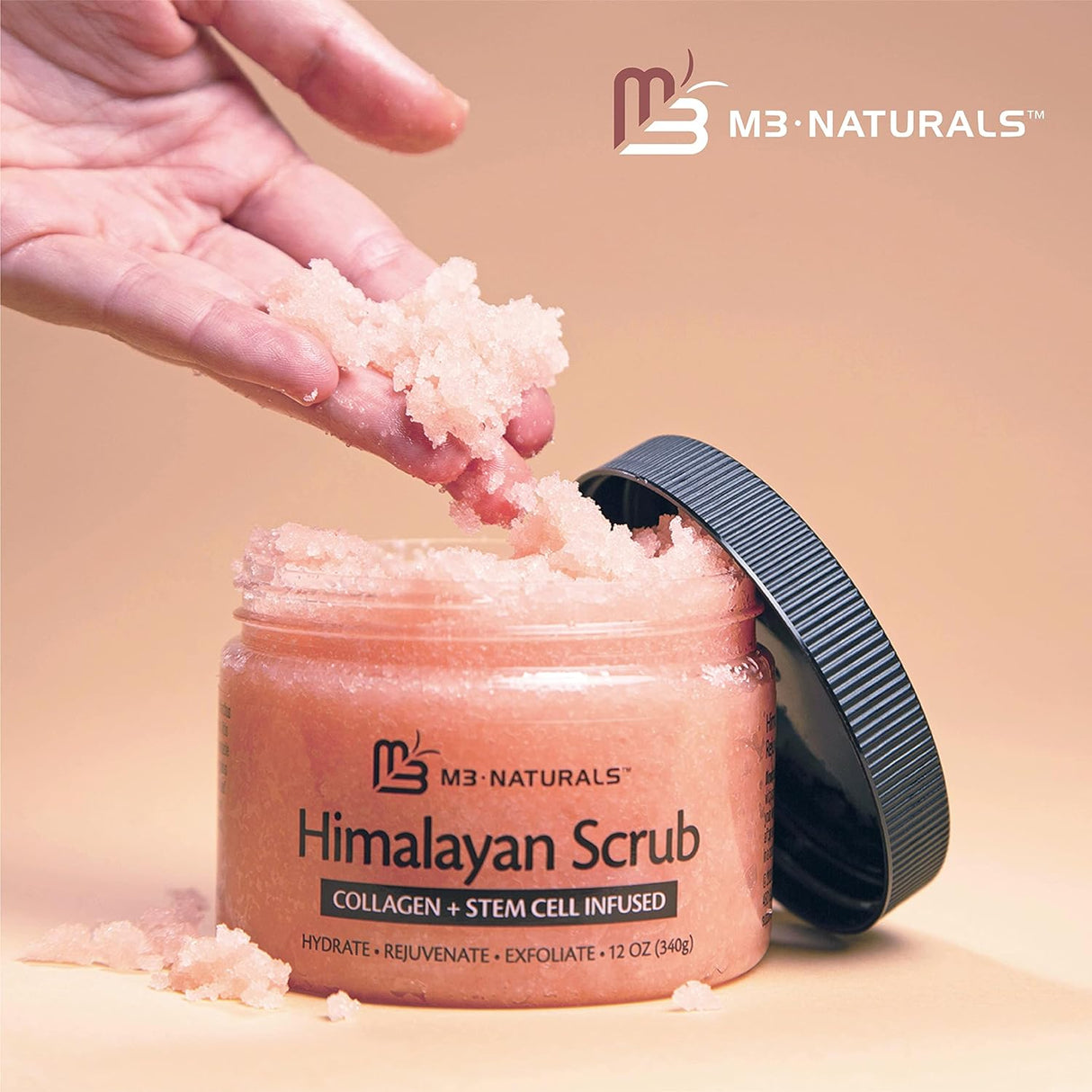 Charcoal Scrub Face Foot & Body Exfoliator Infused with Collagen and Stem Cell Natural Exfoliating Salt Body Scrub for Toning Skin Cellulite Skin Care Body by M3 Naturals - Vamzn#