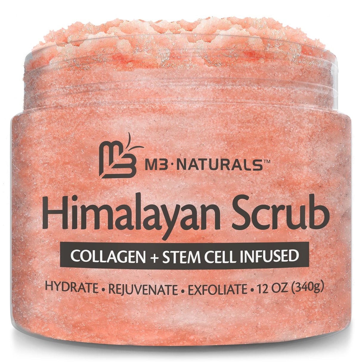Charcoal Scrub Face Foot & Body Exfoliator Infused with Collagen and Stem Cell Natural Exfoliating Salt Body Scrub for Toning Skin Cellulite Skin Care Body by M3 Naturals - Vamzn#