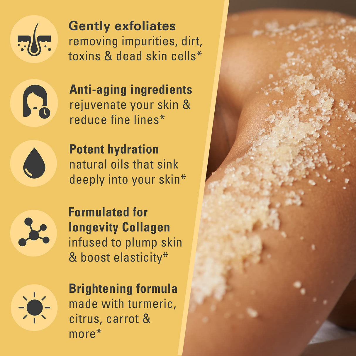 Charcoal Scrub Face Foot & Body Exfoliator Infused with Collagen and Stem Cell Natural Exfoliating Salt Body Scrub for Toning Skin Cellulite Skin Care Body by M3 Naturals - Vamzn#