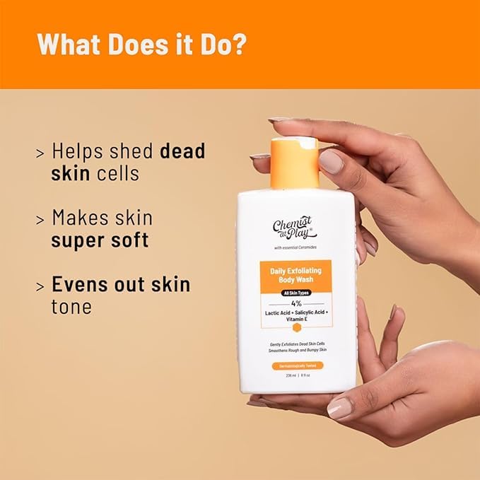 Chemist at Play Exfoliating Body Scrub For Removing Tan & Dead Skin Cells | Rough & Bumpy Skin, Tanned & Pigmented Skin | For Smooth, Soft & Bright Skin | Natural AHAs | Coffee | For Men & Women | 75g - Vamzn#