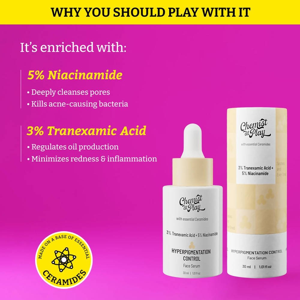 Chemist At Play Hyperpigmentation Control Face Serum, Reduces Acne Scars and Post - Inflammatory Pigmentation - Vamzn#
