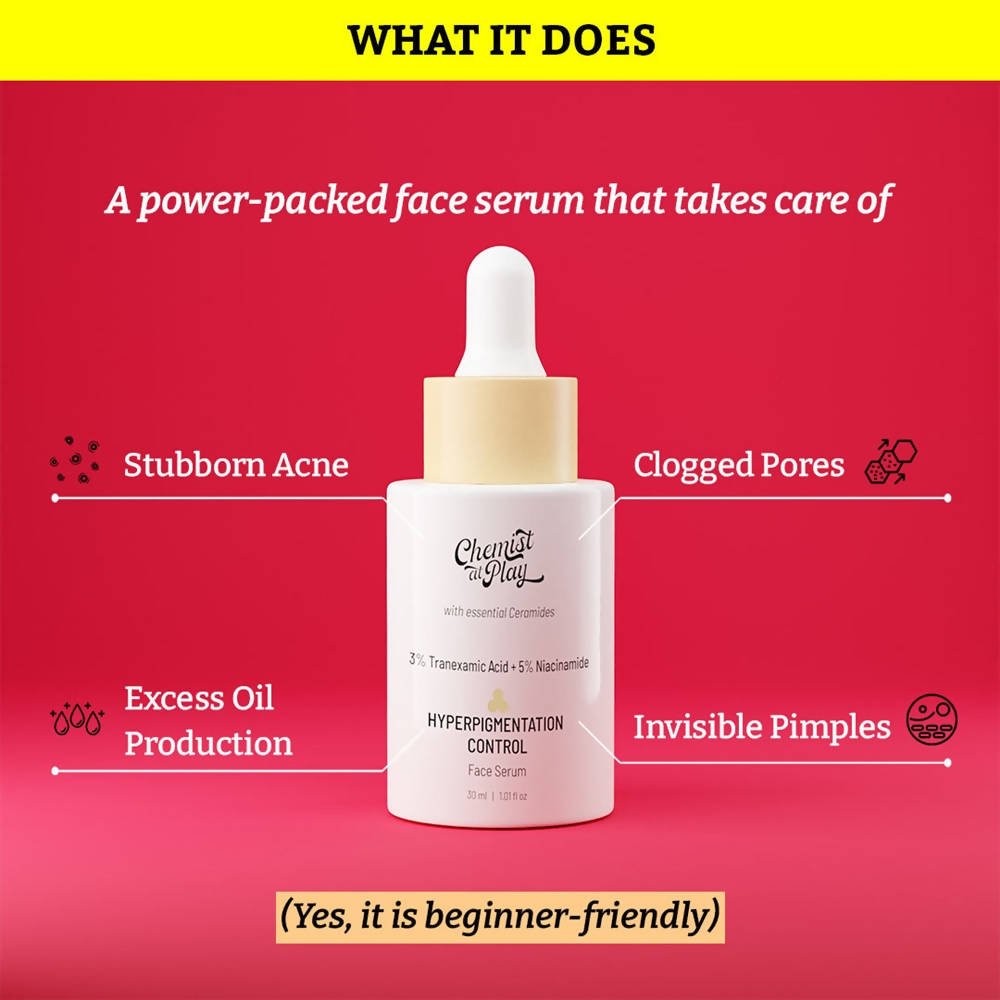 Chemist At Play Hyperpigmentation Control Face Serum, Reduces Acne Scars and Post - Inflammatory Pigmentation - Vamzn#
