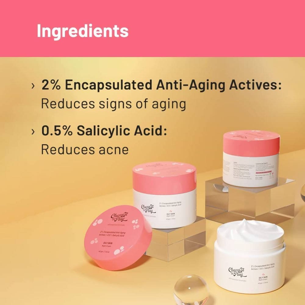 Chemist At Play Oily Skin Night Cream For Oily & Acne - Prone Skin, Controls Excess Sebum - Vamzn#