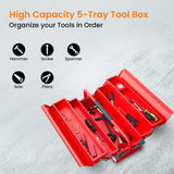 Cheston Metal Tool Box 5 Compartment for Hand & Power Tools | High Grade Iron Steel | Empty Tool Box Storage Organiser for Multipurpose Home & Work Use - Vamzn#