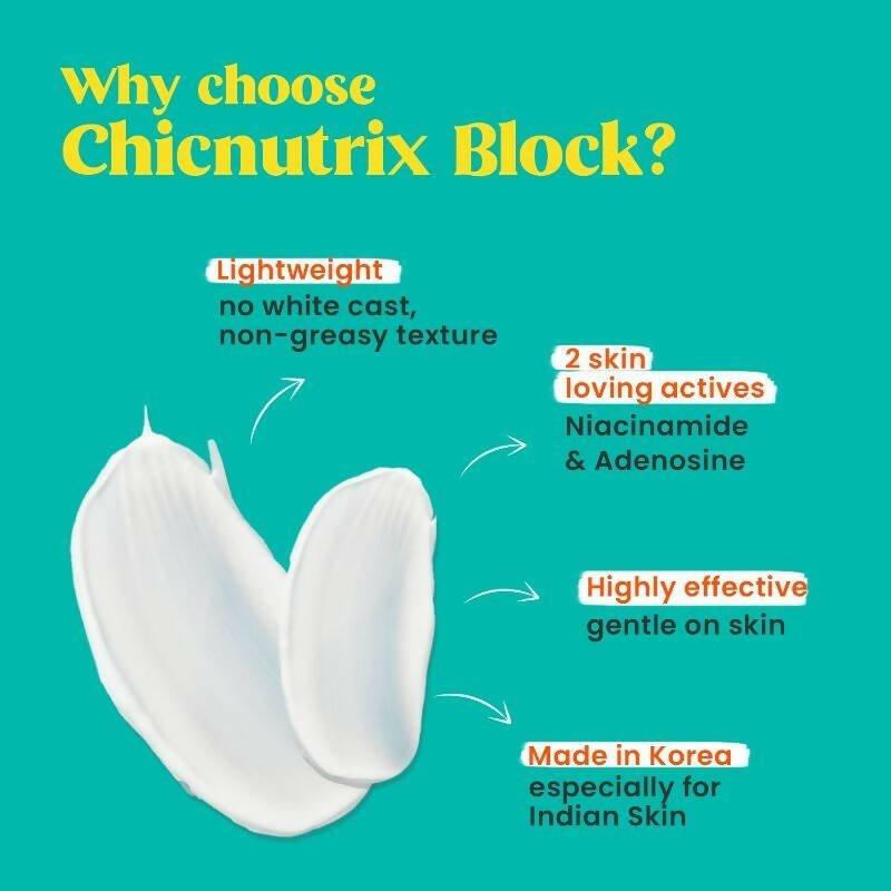 Chicnutrix Korean Block Lightweight Sunscreen SPF 45 PA+++ UVA + UVB Protection, Reduces Fine Lines And Wrinkles, Korean Skincare - Vamzn#