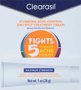 Clearasil Stubborn Acne Control 5in1 Spot Treatment Cream, Maximum Strenght with 10% Benzoyl Peroxide, Acne Medication, 1 oz - Vamzn#