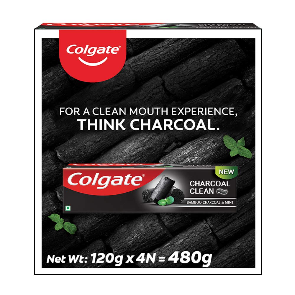 Colgate Charcoal Clean Black Gel Toothpaste, Combo Pack of 240g (120g x2) Deep Clean Tooth paste With Bamboo Charcoal & Wintergreen Mint For Plaque Removal & Tingling Fresh Mouth Experience - Vamzn#