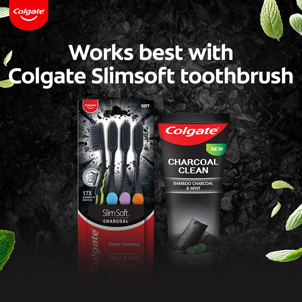 Colgate Charcoal Clean Black Gel Toothpaste, Combo Pack of 240g (120g x2) Deep Clean Tooth paste With Bamboo Charcoal & Wintergreen Mint For Plaque Removal & Tingling Fresh Mouth Experience - Vamzn#