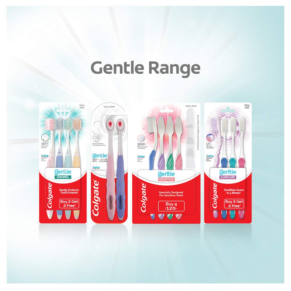 Colgate Kids Gentle Enamel Manual Toothbrush Combo Pack Offer, Ultra Soft Tooth Brush - 4 Pcs,Multicolour - Vamzn#