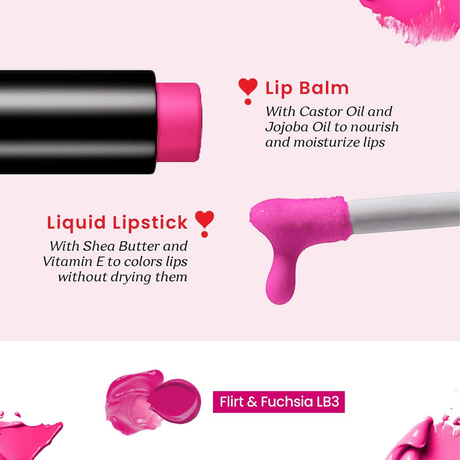 Color Cupid 2 in 1 Tinted Lip Balm + Liquid Lipstick - Flirt & Fuchsia - Vamzn#
