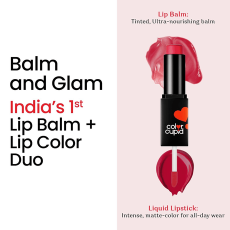 Color Cupid 2 in 1 Tinted Lip Balm + Liquid Lipstick - Red & Reign - Vamzn#