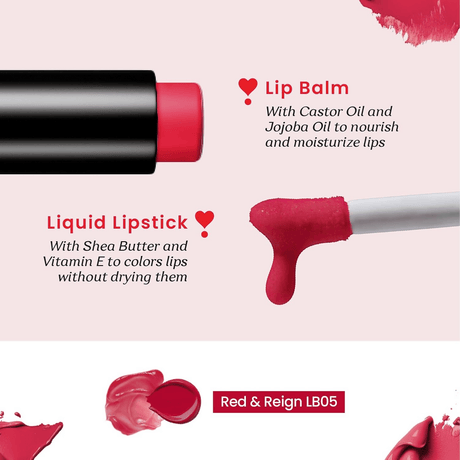 Color Cupid 2 in 1 Tinted Lip Balm + Liquid Lipstick - Red & Reign - Vamzn#