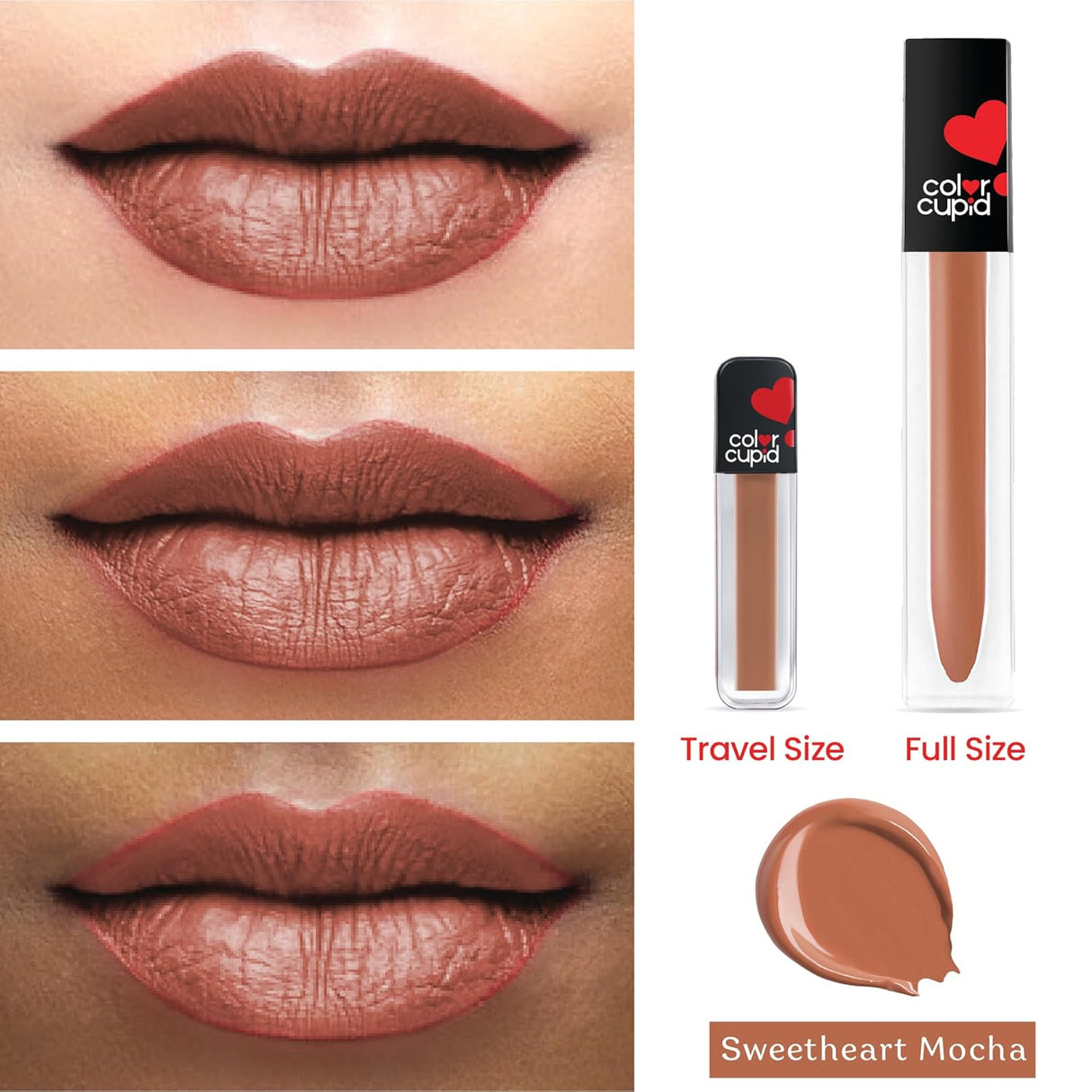 Color Cupid Matte Intense Color 18 - Hour Stay Liquid Lipstick | Infused with Hyaluronic Acid & Ceramide | Transfer Proof & Kiss Proof| Forever Love - Sweetheart Mocha | 1.5 ml - Vamzn#