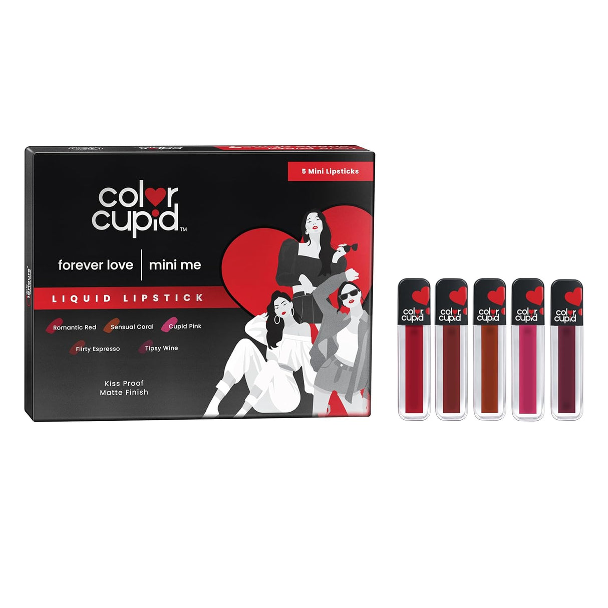 Color Cupid Matte Intense Color 18 - Hour Stay Liquid Lipstick | Infused with Hyaluronic Acid & Ceramide | Transfer Proof & Kiss Proof| Forever Love - Sweetheart Mocha | 1.5 ml - Vamzn#