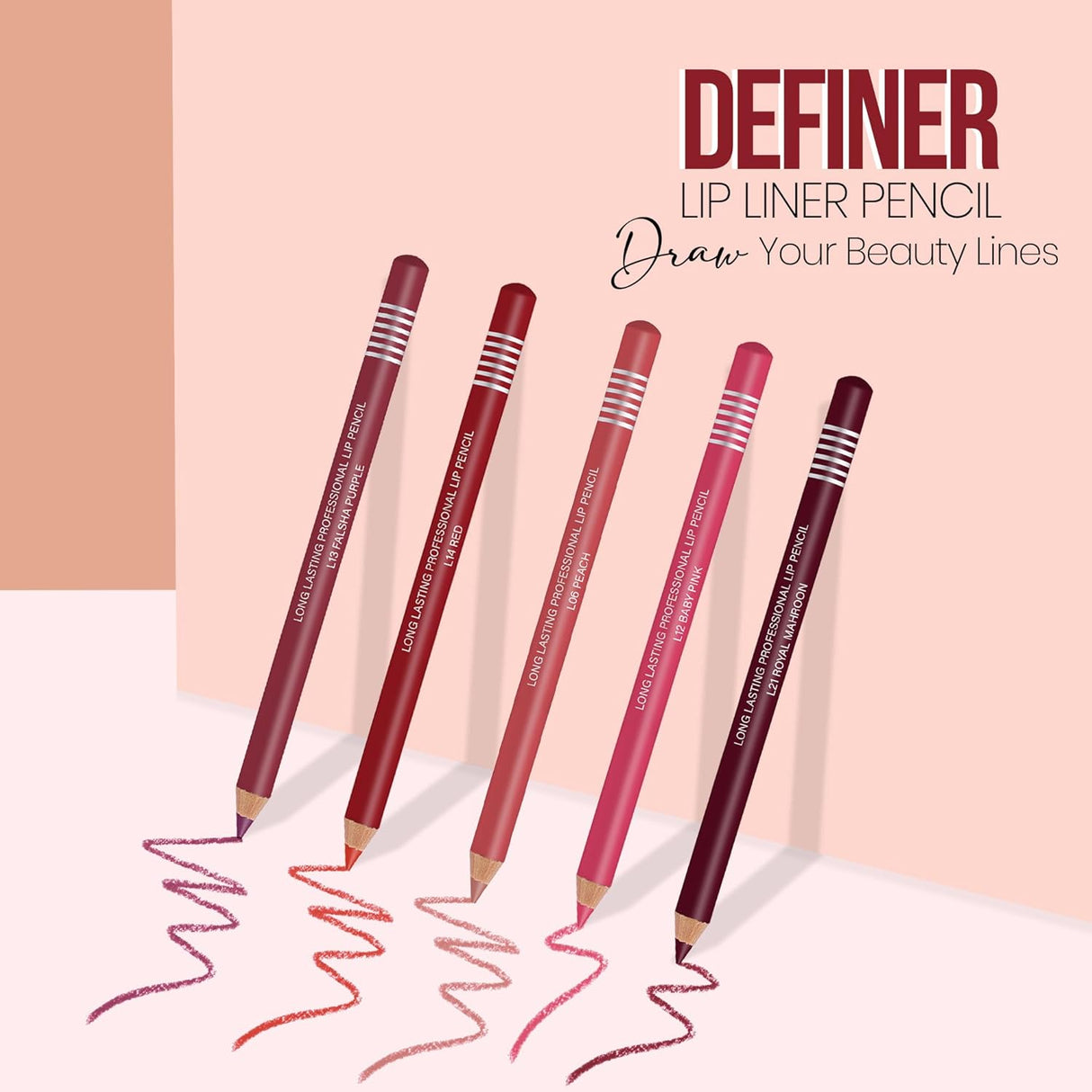 Colors Queen Lip Liner Pencil | Non Transfer Lip Liner for Professional Makeup | Lip Liner Pencil Waterproof (L - 01, Warm Red) - Vamzn#