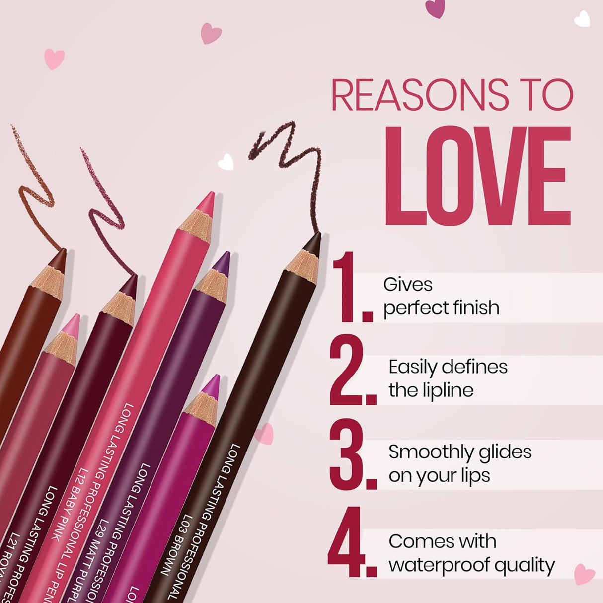 Colors Queen Lip Liner Pencil | Non Transfer Lip Liner for Professional Makeup | Lip Liner Pencil Waterproof (L - 01, Warm Red) - Vamzn#
