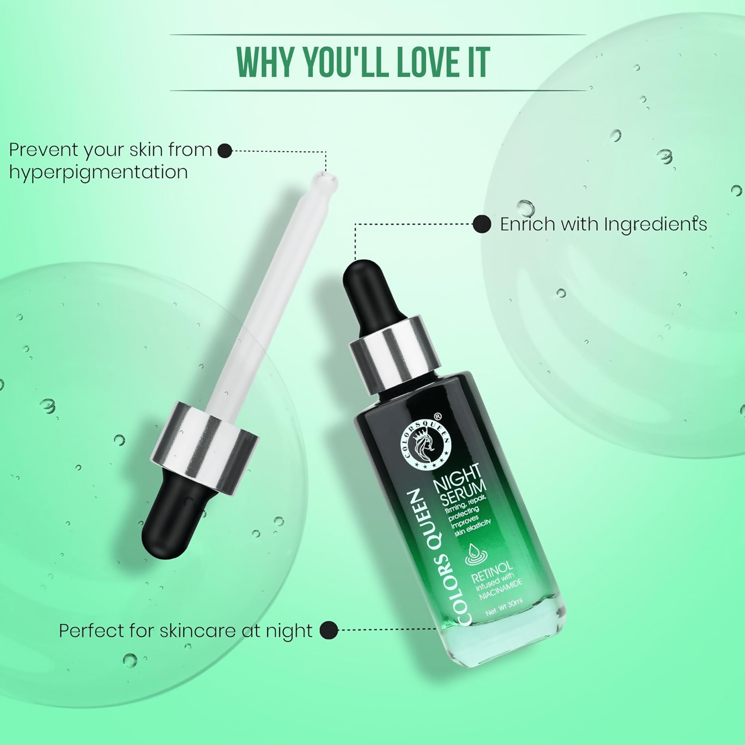 Colors Queen Retinol Night Serum Reduce Fine Lines & Wrinkle - Vamzn#