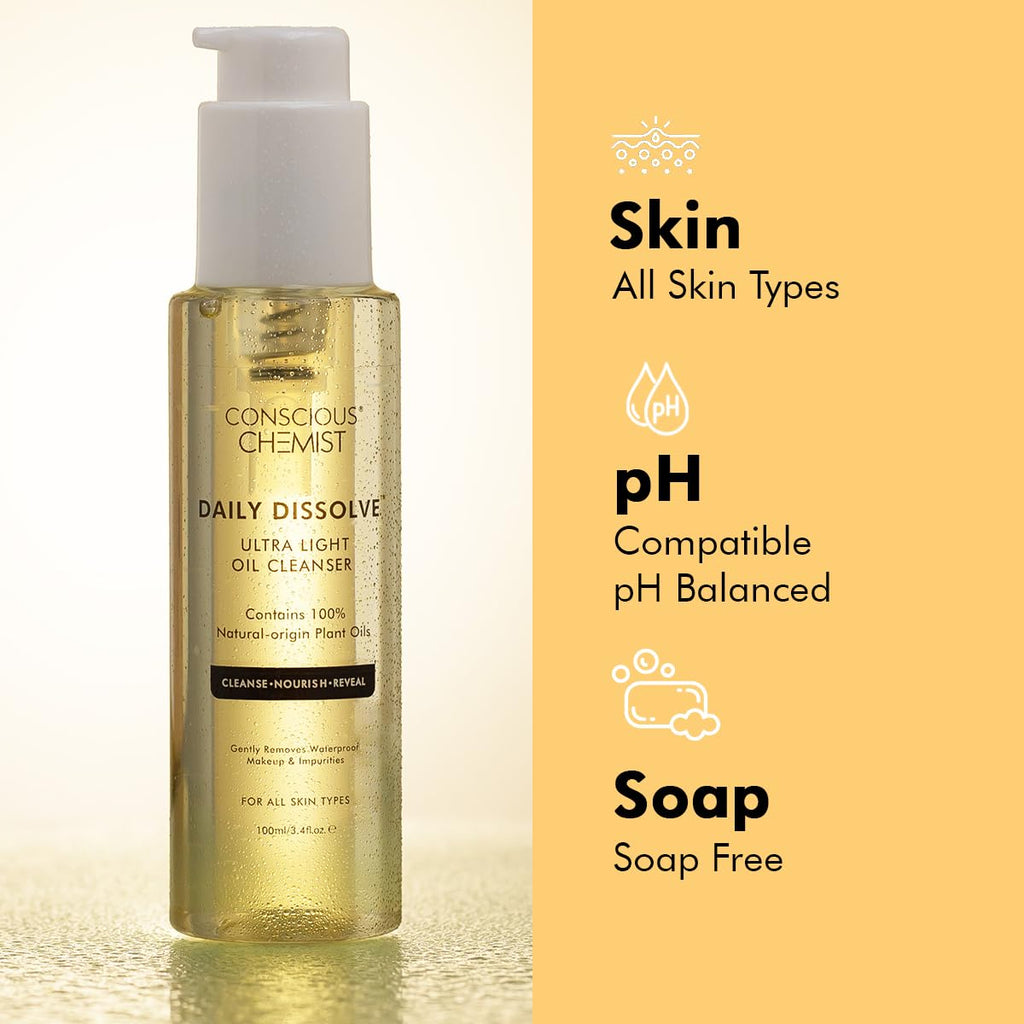 Conscious Chemist® Ultra Light Oil Face Cleanser (100ml) With Olives | Removes Makeup, SPF And Impurities For Soft & Glowing Skin | 100% Natural Oils | Cruelty Free - Vamzn#