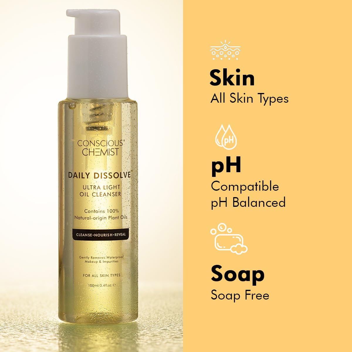 Conscious Chemist® Ultra Light Oil Face Cleanser (100ml) With Olives | Removes Makeup, SPF And Impurities For Soft & Glowing Skin | 100% Natural Oils | Cruelty Free - Vamzn#