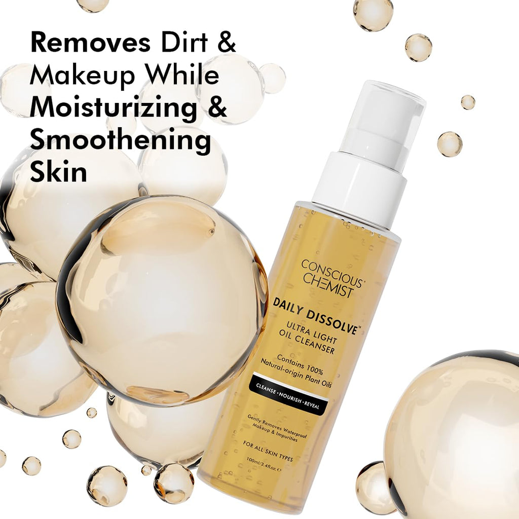 Conscious Chemist® Ultra Light Oil Face Cleanser (100ml) With Olives | Removes Makeup, SPF And Impurities For Soft & Glowing Skin | 100% Natural Oils | Cruelty Free - Vamzn#