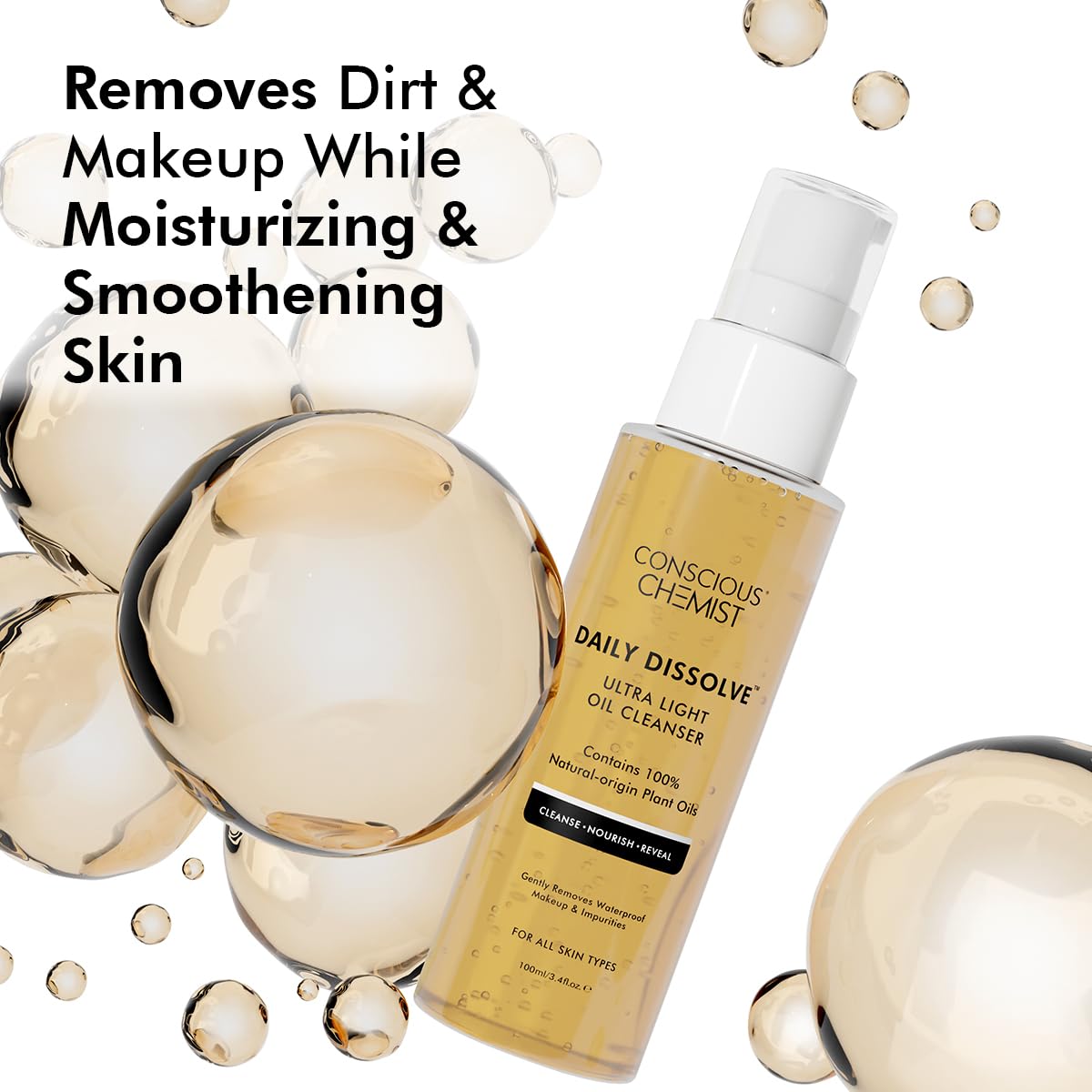 Conscious Chemist® Ultra Light Oil Face Cleanser (100ml) With Olives | Removes Makeup, SPF And Impurities For Soft & Glowing Skin | 100% Natural Oils | Cruelty Free - Vamzn#