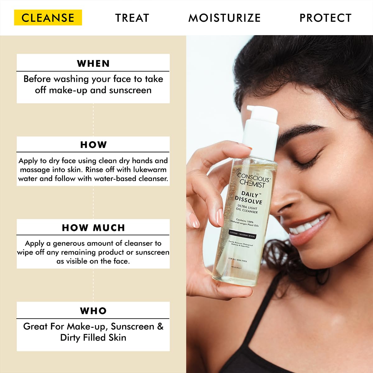 Conscious Chemist® Ultra Light Oil Face Cleanser (100ml) With Olives | Removes Makeup, SPF And Impurities For Soft & Glowing Skin | 100% Natural Oils | Cruelty Free - Vamzn#