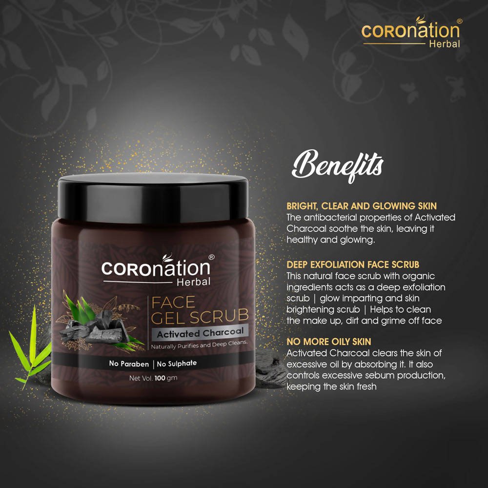 Coronation Herbal Activated Charcoal Face Gel Scrub - Vamzn#