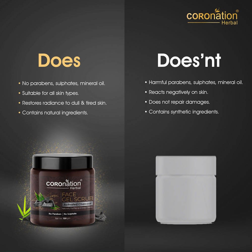 Coronation Herbal Activated Charcoal Face Gel Scrub - Vamzn#