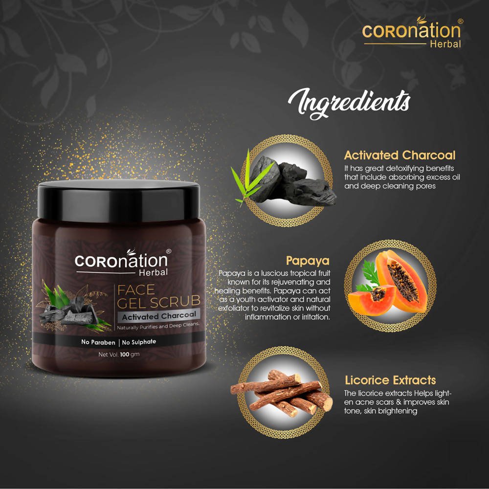 Coronation Herbal Activated Charcoal Face Gel Scrub - Vamzn#